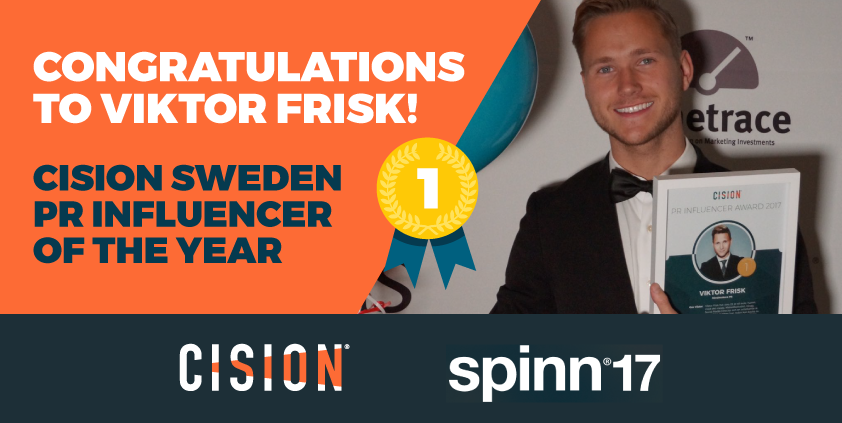 Viktor Frisk wins the 2017 Swedish Cision PR influencer award